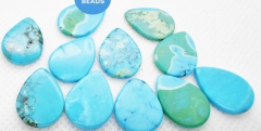 12pcs  Turquoise Gemstone Smooth Discs Teardrop Pear cabochon   2mm Thick ~ Turquoise Both Side Flat Disc For Jewelry earrings