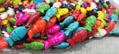 16inch Bone White Stone Beads Turquoise Handmade Carved Fish 25x16mm Rainbow Turquoise Blue Jewelry Making