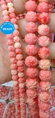 lotus flower Pink Red Conch 6mm 8mm 10mm 12mm 15.5inch,Caved Round loose beads for jewelry making