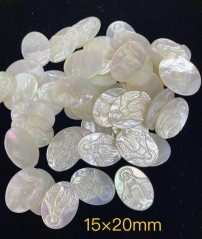 10PCS Natural white mother-of-pearl oval cabochon engraved Virgin Mary,  Madonna  Cabochon Oval Round rectangle Cameo Pendant , Drilled