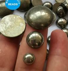 10pcs - Genuine Iron Pyrite Cabochon Half stone pearl - 8mm 10mm 12mm 14mm 16mm Golden pyrite Round carved Cabs