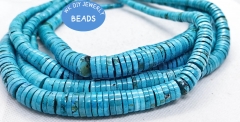 18inch Blue Green  Stabilized turquoise Gemstone Necklace ,  10-16mm Heishi Rondelle Abacuse Beads   Craft Supplies for jewelry making