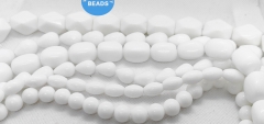 White Agate Gemstone Beads: Round, Rice, Drop, Oval, Faceted, Nugget, Barrel - 15.5 inch Strand