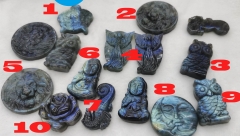 Nature Labradorite Carved Flashy  Powerful Dragon ,sea Horse,Owl,Buddha,Mary,Rose,Flower Pendant Necklace Animals  jewelry making for gift