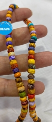 16inch Oranger Yellow Hot Red Oranger Turquoise Rondelle Seed Coral Abacuse Wheel Jewelry, chunky turquoise necklace 8X5mm