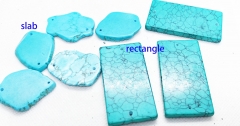 Double Drilled--10PCS Blue Turquoise Rectangle Dangle Drop Boho oval | Oval Rectnagle Freeform Slab  | Turquoise Chip Earrings | Loose Bead