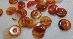 Slice Agate stone pendant,25mm PI Donut Circle Onyx  beads, Genuine Striped Carnerial beads  jewelry 2-20pcs