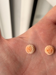 10pcs Handmade natural oranger pink  Coral Jewelry  6-12mm Flower rose carved beads