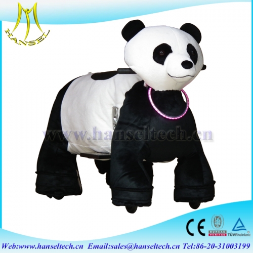 Hansel hot selling plush amusement ride panda kids coin operated zippy motorized rides