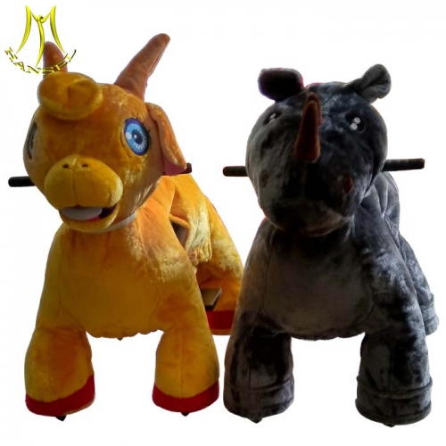 Hansel outdoor playground children animal ride and plush animal scooter from guangzhou wallking animals toys 