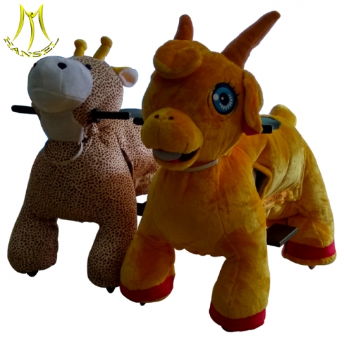 Hansel outdoor playground children animal ride and plush animal scooter from guangzhou wallking animals toys 