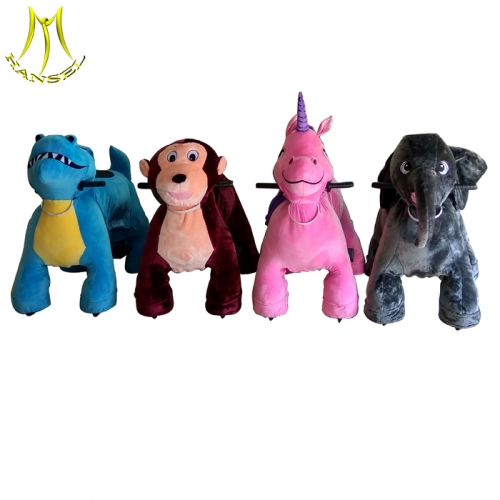 Hansel coin operated electric baby happy rides on motorized plush riding animals