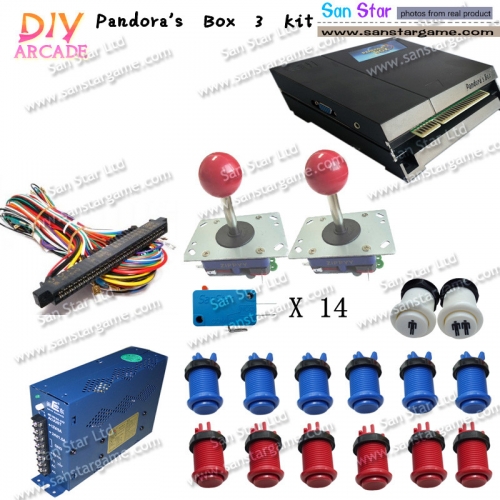 Arcade DIY Accessories PANDORA'S BOX3 +  Button +  Joystick+Jamma harness+Power Supply+ Microswitch