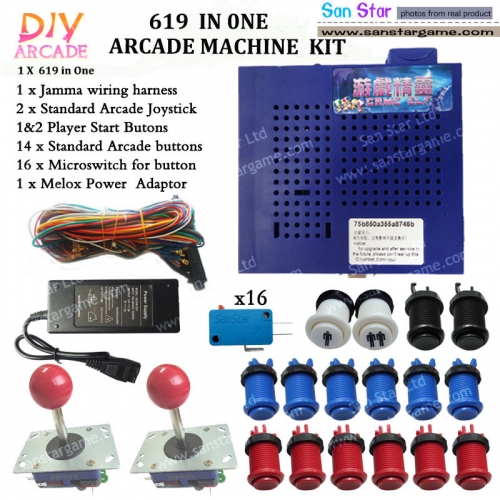 DIY Arcade parts Bundles With 750 in 1 + Joystick+Push button+Microswitch+Power Adaptor+ Jamma Harness