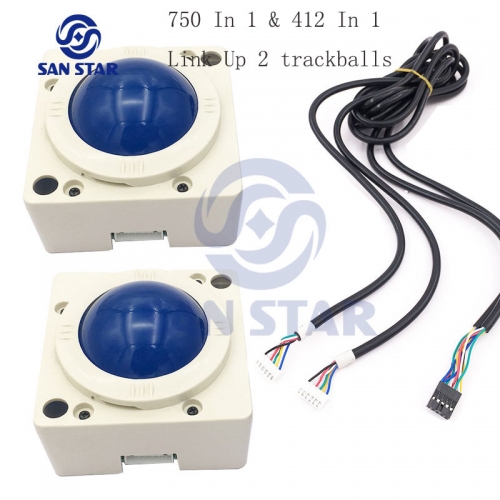 2 Inch Diameter LED Arcade Trackball For Game Elf 750 In 1 & 412 In 1 One Connect Cable With 2 Connectors & 2 Trackballs