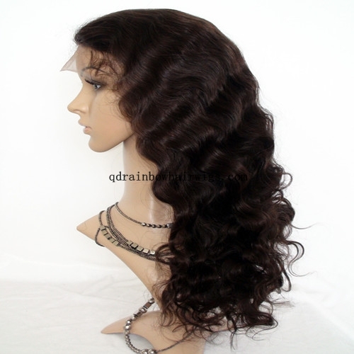 Dark Brown Color 22'' Long Chinese Remy Hair Full Lace Women Wigs