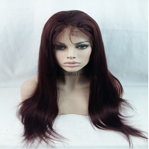 22'' Natural Hair Full Lace Wigs 99J Brazilian Virgin Human Hair Women Wig Custom Made Order