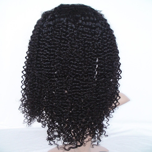 Jet Black 18'' Virgin Hair Jerry Curly Afro Lace Front Wigs in  Stock