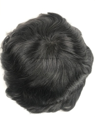 Swiss Lace Indian Human Hair Men Toupee with Clips