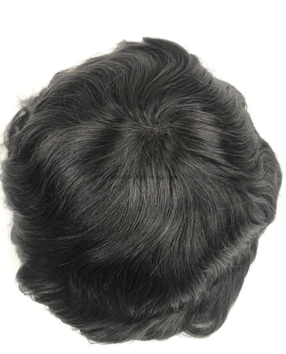 Swiss Lace Indian Human Hair Men Toupee with Clips