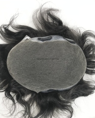 Swiss Lace Indian Human Hair Men Toupee with Clips