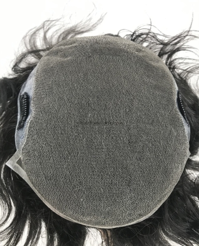 Swiss Lace Indian Human Hair Men Toupee with Clips
