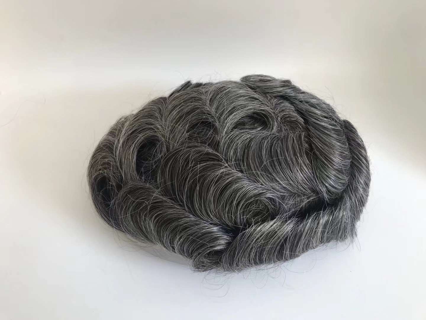 Q6 Fine Swiss Lace Human Hair Part Pieces with Gray