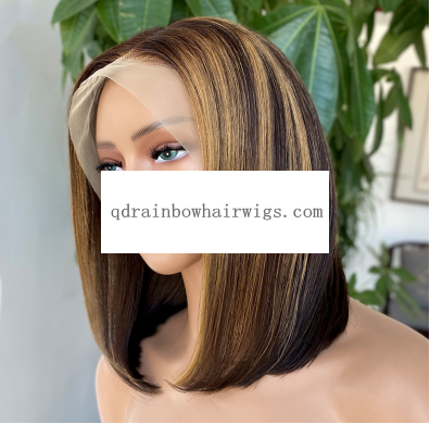 Highlights Brown Color Brazilian Virgin Human Hair Wigs with Natural Hairline