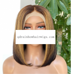 Highlights Brown Color Brazilian Virgin Human Hair Wigs with Natural Hairline