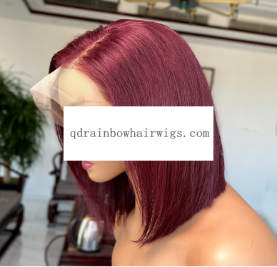 Natural Looking Burgundy Red Color Human Hair Lace Front Wigs