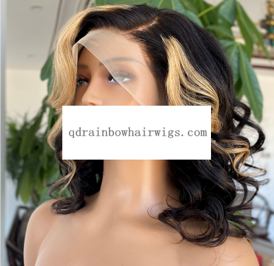 Fashion Wavy Balayage Color Brazilian Virgin Hair Lace Wigs in Stock
