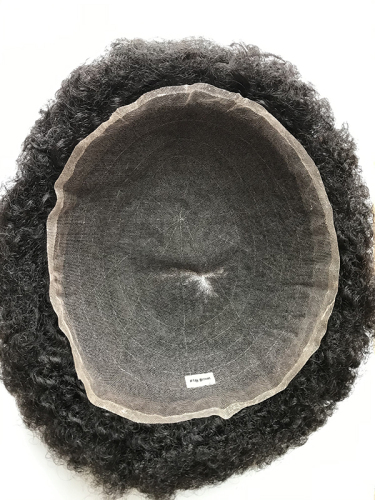 afro curly remy full lace pieces human hair replacement for black african men