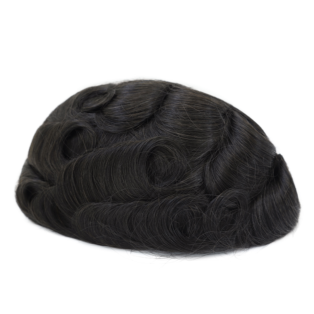 Black Color Indian Human Hair Lace Pu Pieces with Natural Looking