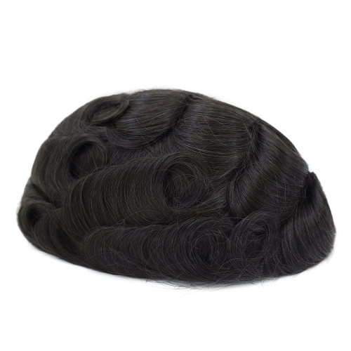 Black Color Indian Human Hair Lace Pu Pieces with Natural Looking