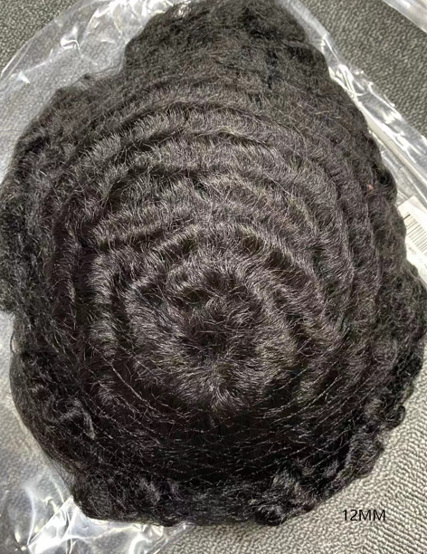 afro curly remy full lace pieces human hair replacement for black african men