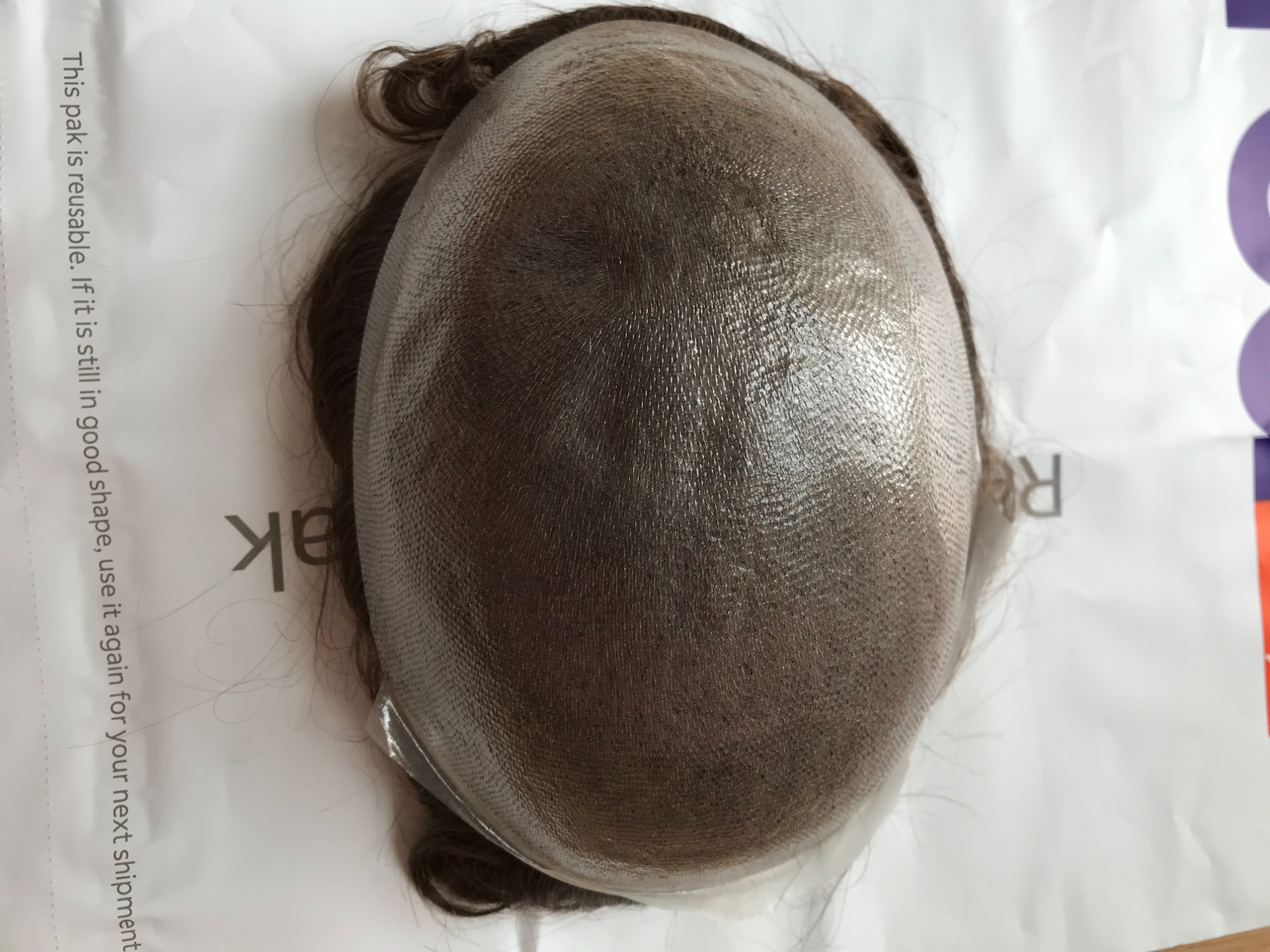 Brown Color Poly Skin Pu Toupee Remy Hair Alternatives
