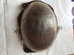 Brown Color Poly Skin Pu Toupee Remy Hair Alternatives