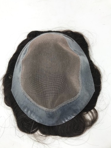 Black Color Real Hair Top Monofilament Toupee