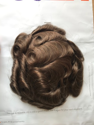 Brown Color Poly Skin Pu Toupee Remy Hair Alternatives