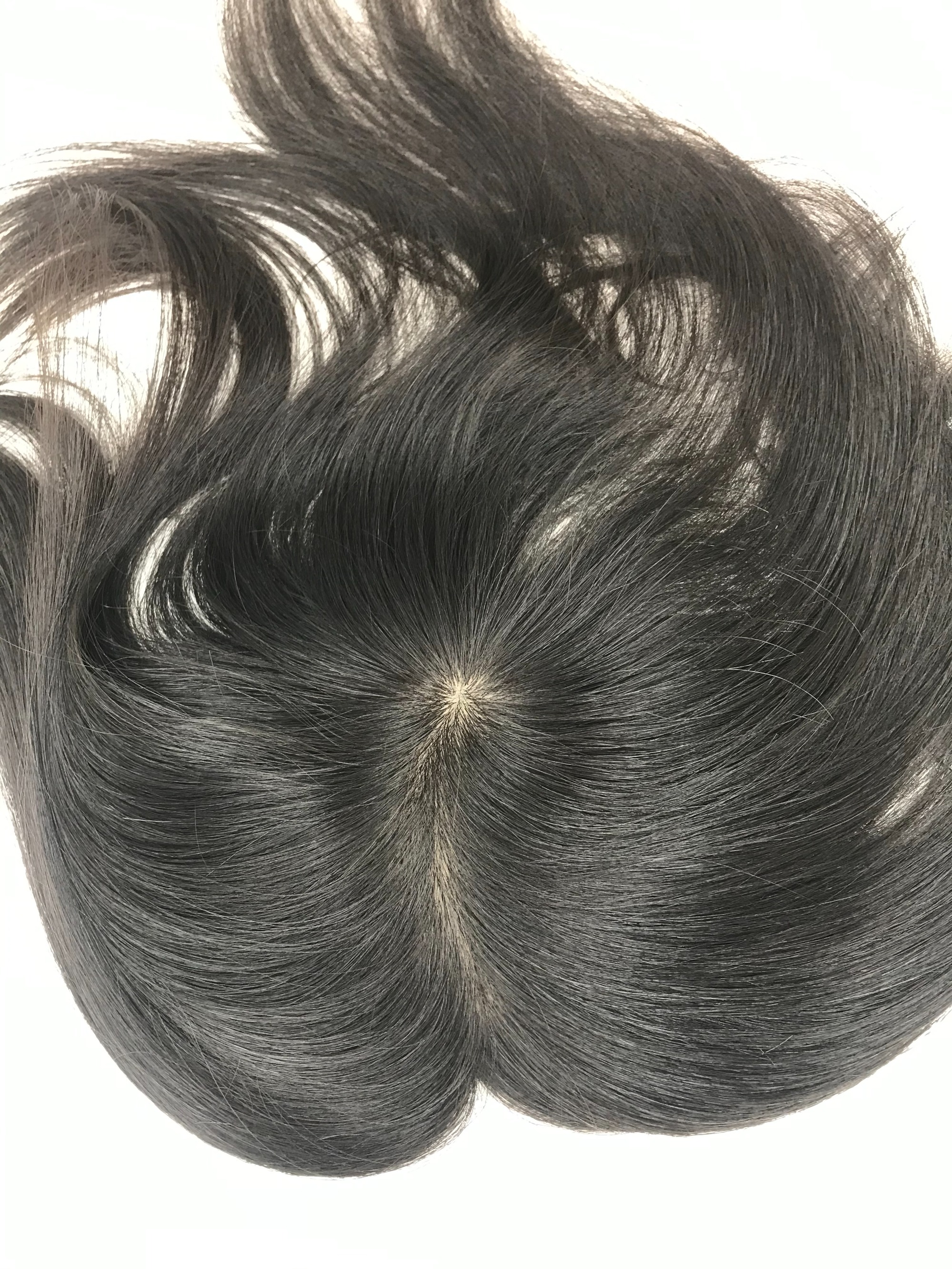 natural black color human hair silk toppers with undetectable knots