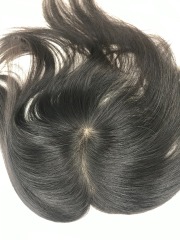 natural black color human hair silk toppers with undetectable knots