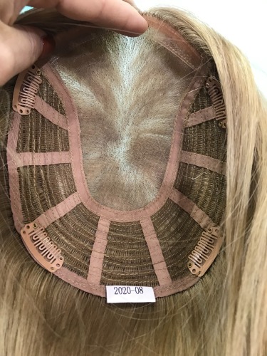 Ombre Blonde Virgin Human Hair Enhancement Mono with Weft Toppers