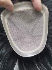 natural black color human hair silk toppers with undetectable knots