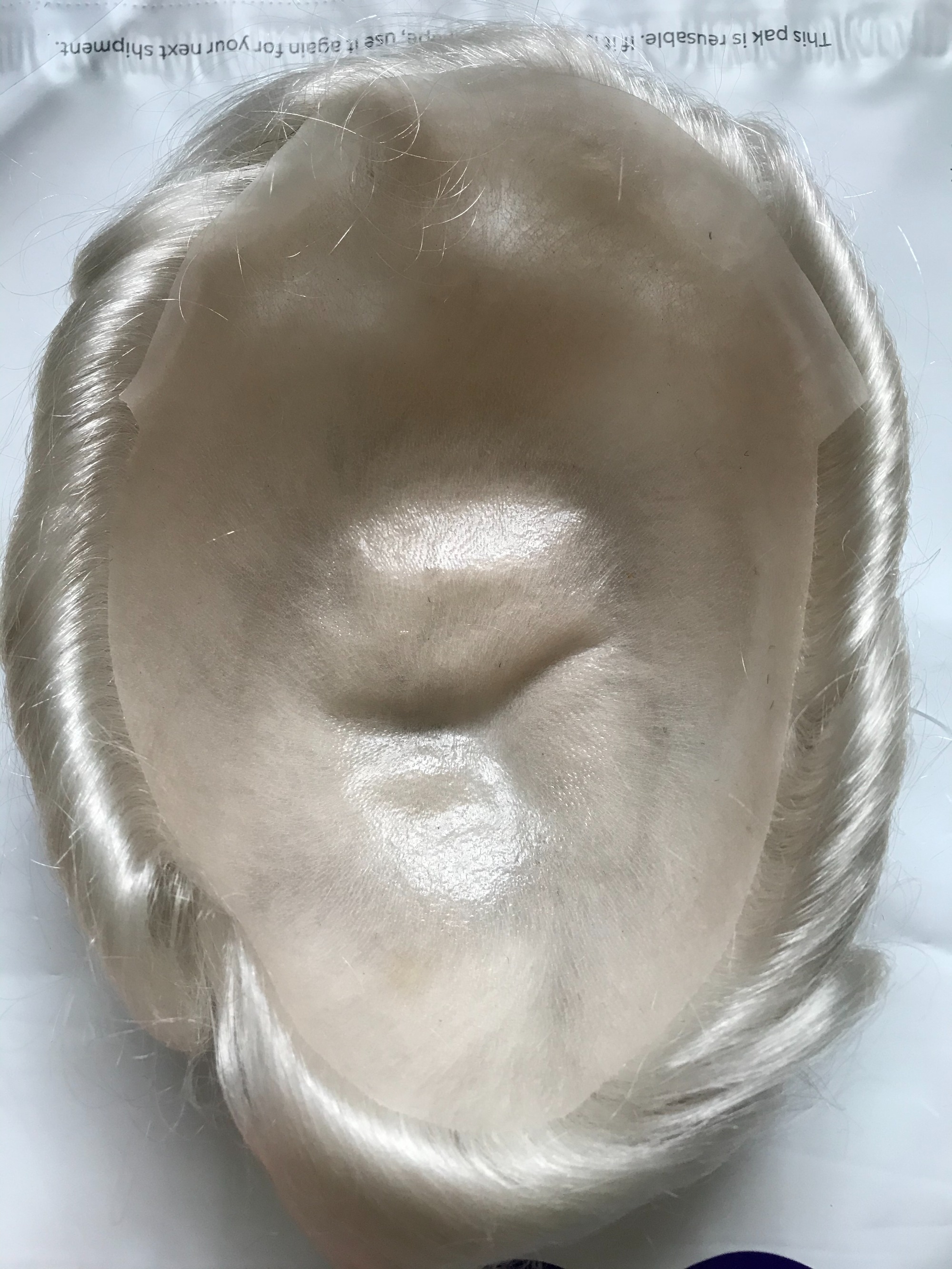 poly skin full pu hair pieces light blonde 60RY human hair replacements