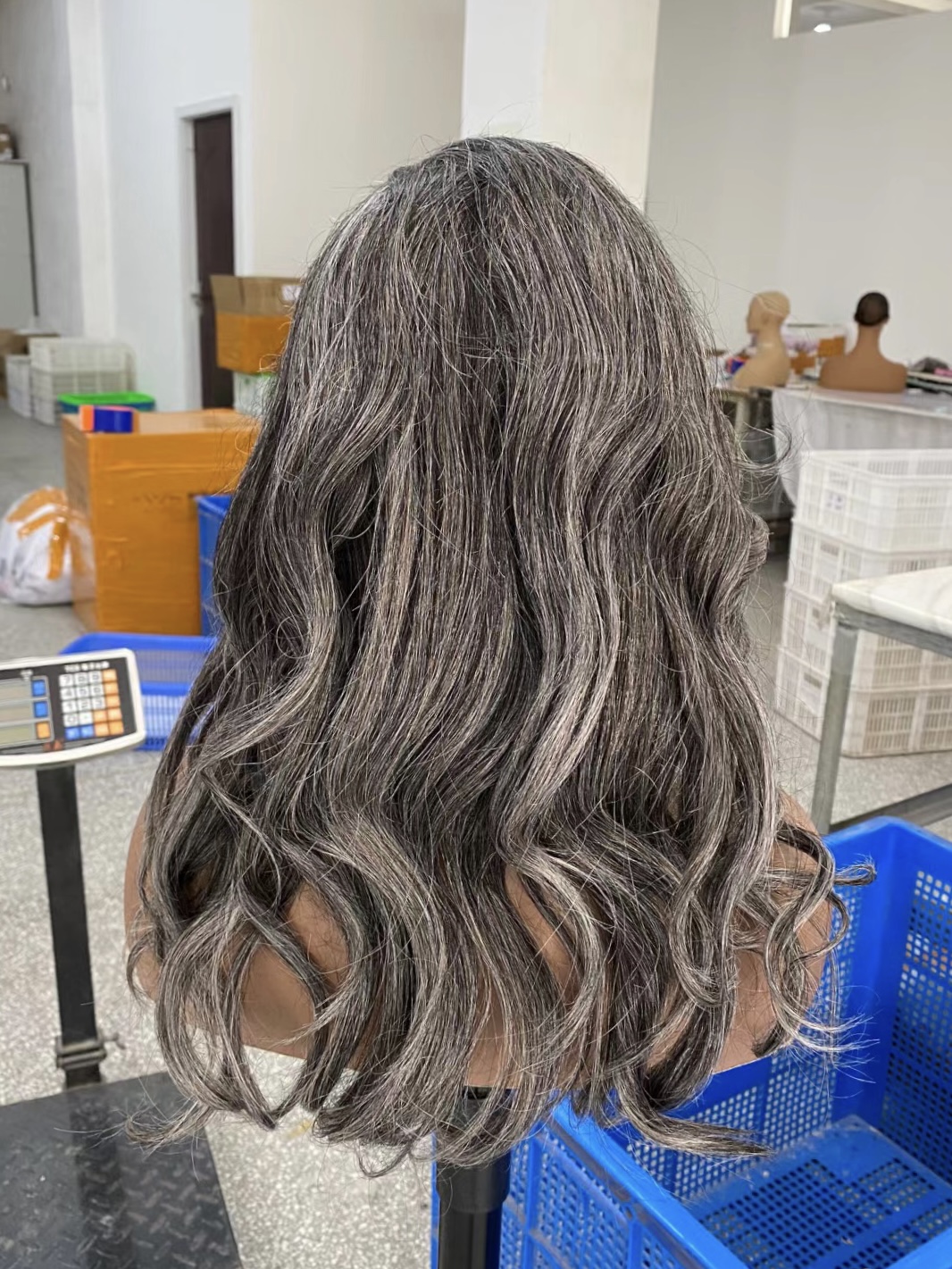 pale grey wavy human hair transparent full lace medical wigs