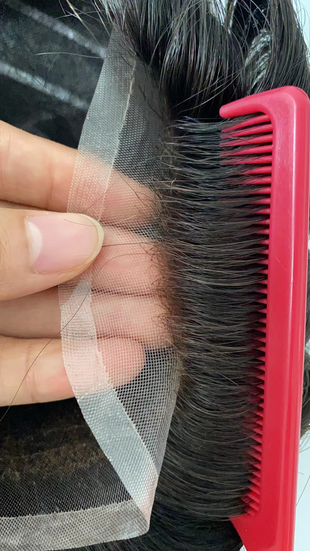 welded smart lace gray human hair systems with bleached knots