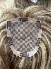 checkerboard remy human hair alternatives center mono toppers with clips