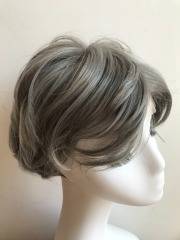 silver gray short synthetic hair mono lace front wigs