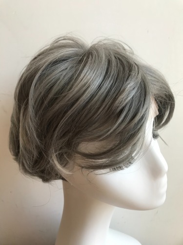 silver gray short synthetic hair mono lace front wigs