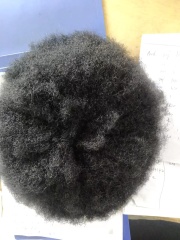afro curly remy human hair thin skin pu cranial pieces for black men